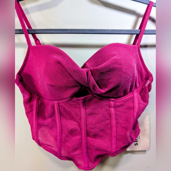 SHEIN Other - SHEINBAE Hot Pink Glitter Corset Bra Top - Small NWT